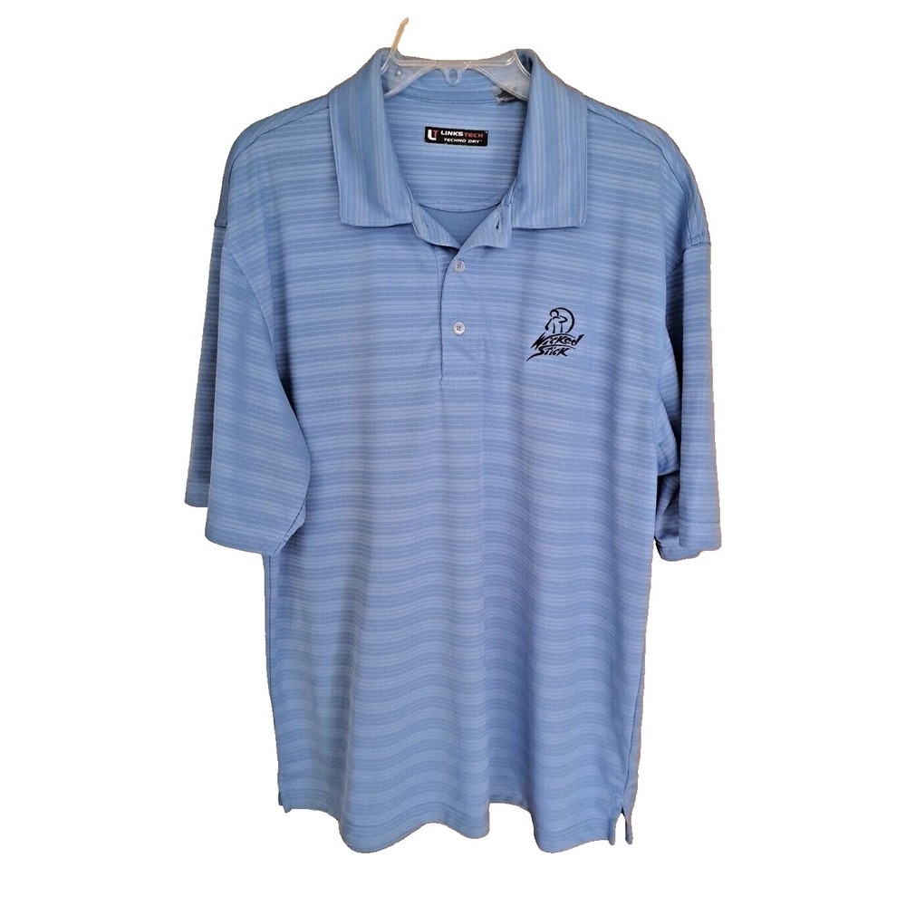 Links Tech Golf Shirt Techno Dry Mens XL Blue Athletic Embroidered‎ Wicked Stik